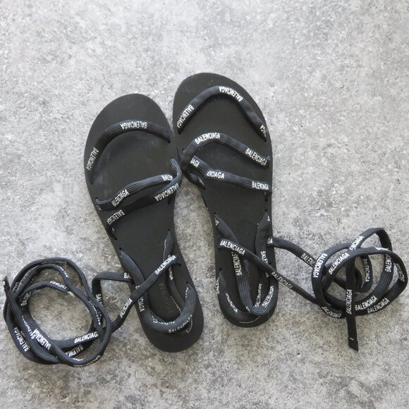 Balenciaga black tie up leg Sandals Size 41 - Picture 1 of 8